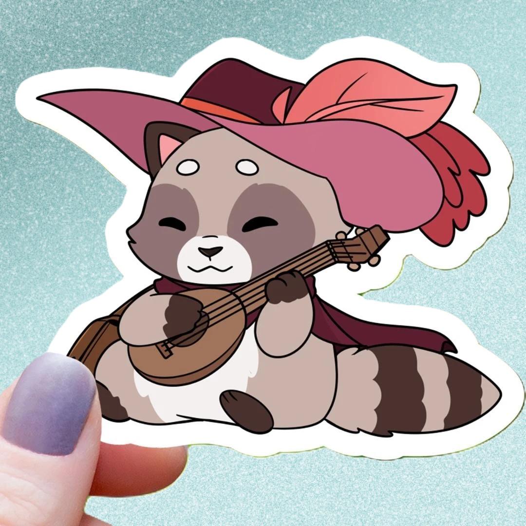 Raccoon Bard Class RPG Inspired Sticker - 3" Waterproof Vinyl Decal