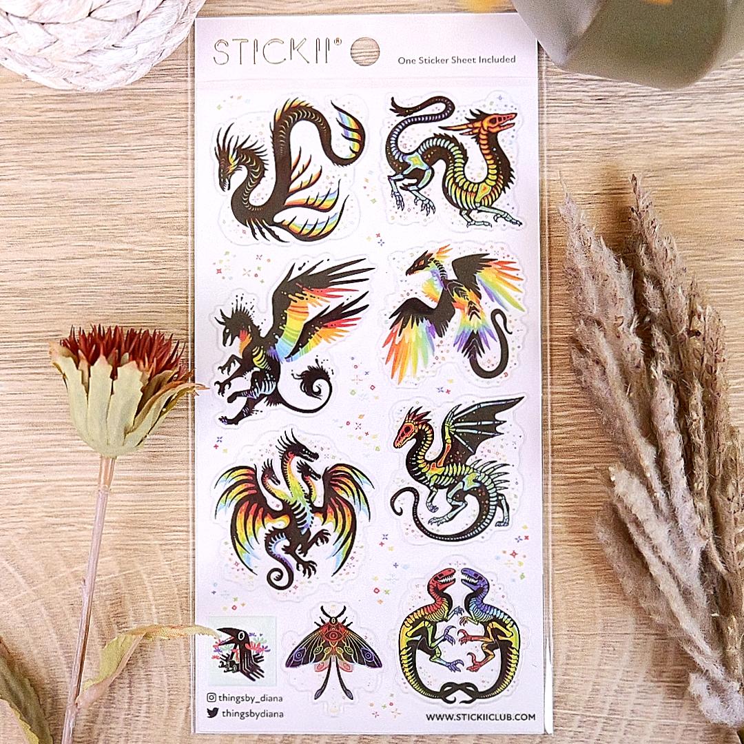 Remarkable Rainbow Creatures Stickers - Fantasy Sticker Sheet