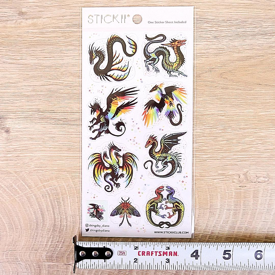 Remarkable Rainbow Creatures Stickers - Fantasy Sticker Sheet