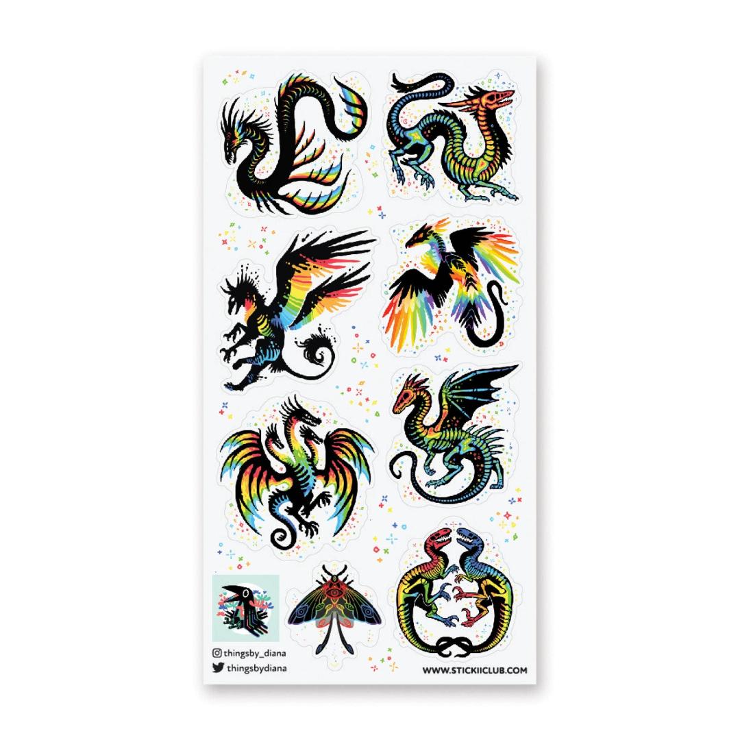 Remarkable Rainbow Creatures Stickers - Fantasy Sticker Sheet