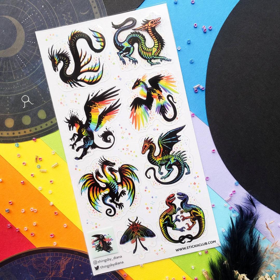 Remarkable Rainbow Creatures Stickers - Fantasy Sticker Sheet