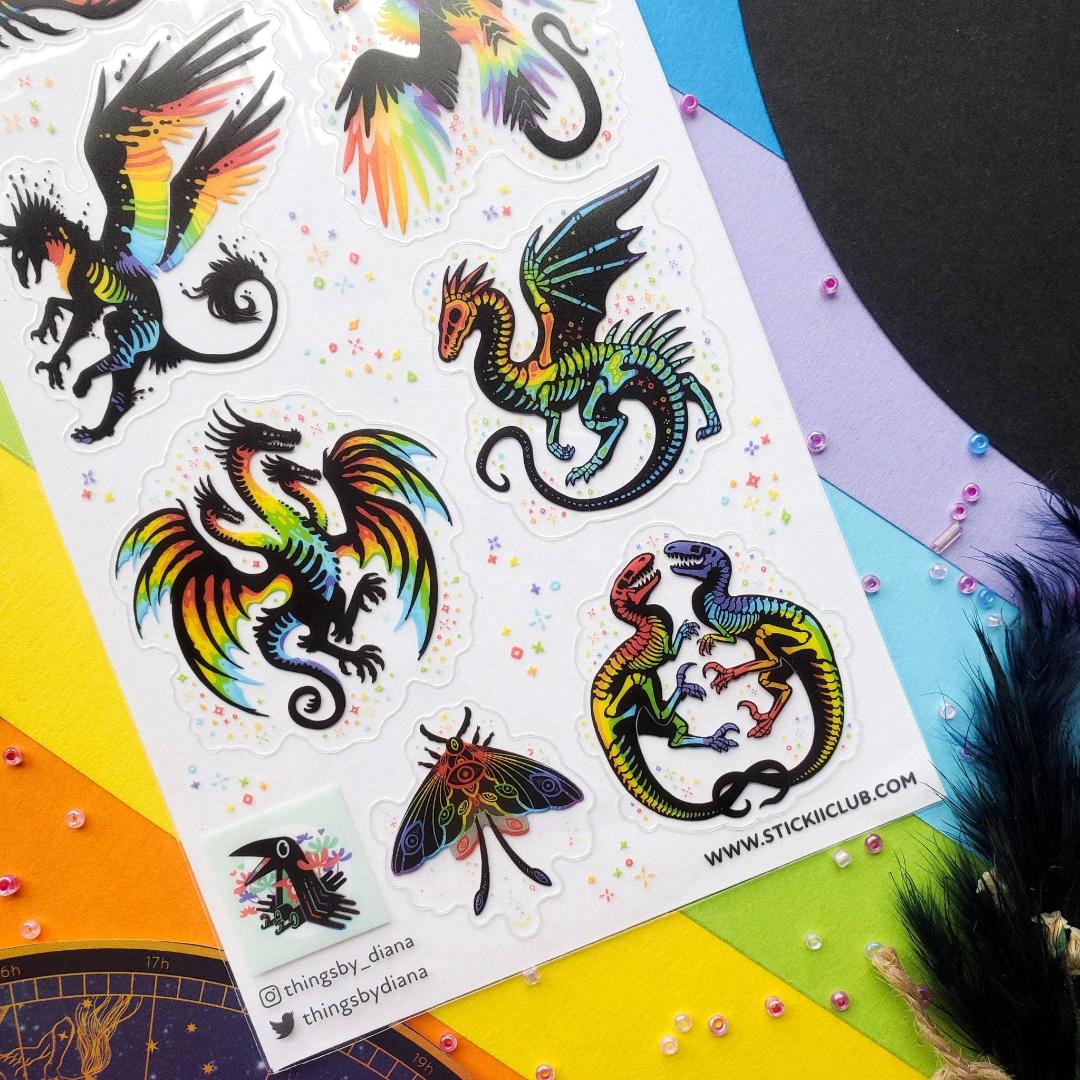 Remarkable Rainbow Creatures Stickers - Fantasy Sticker Sheet