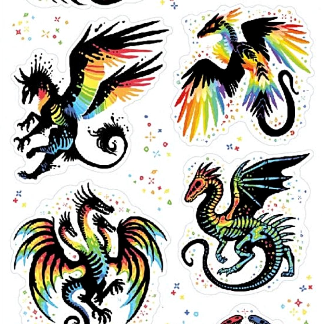 Remarkable Rainbow Creatures Stickers - Fantasy Sticker Sheet