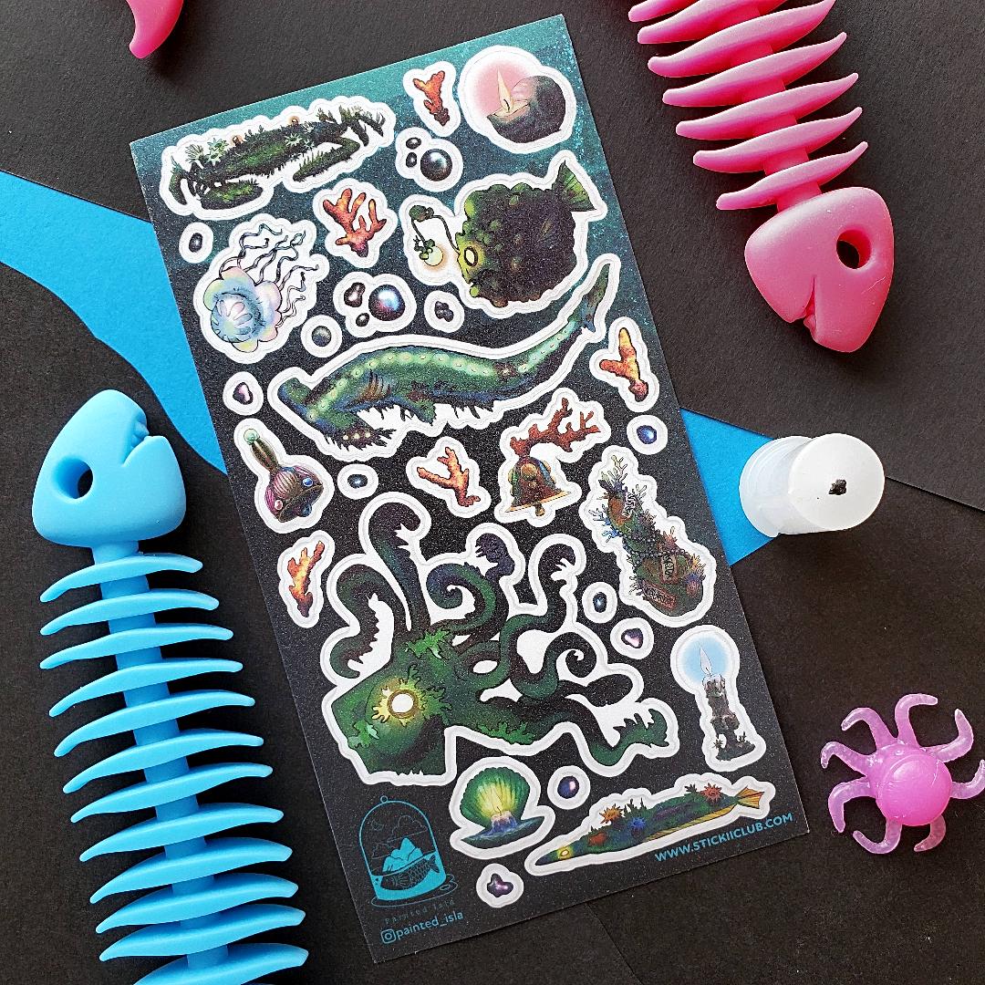Into the Deep Stickers - Underwater Monsters Sticker Sheet