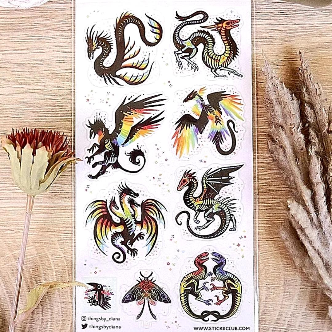 Remarkable Rainbow Creatures Stickers - Fantasy Sticker Sheet