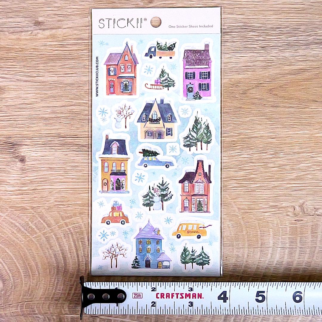 Winter Homes Stickers - 1 Holiday & Christmas Sticker Sheet