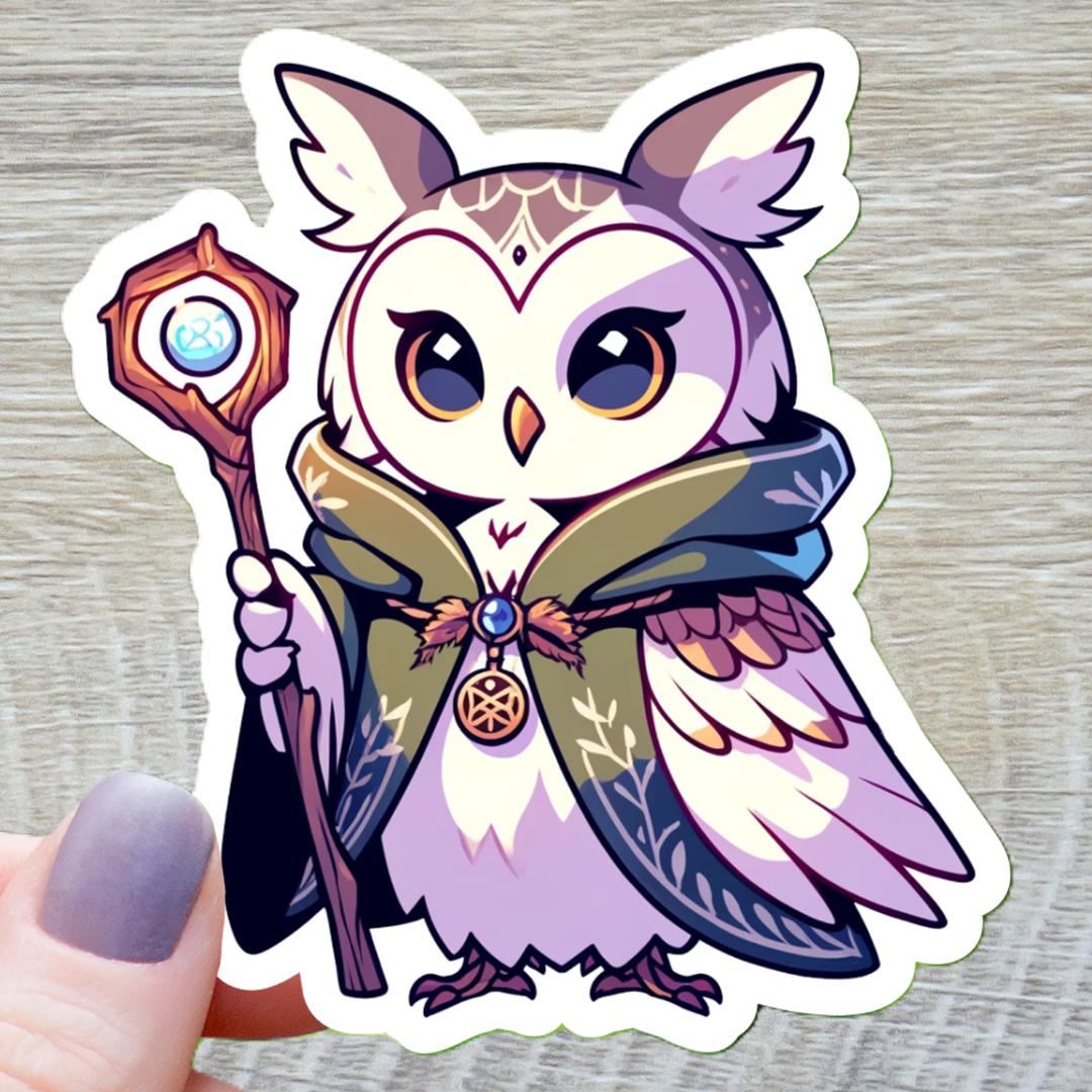 Owl Druid Class Sticker - Tabletop Games - 3" Waterproof Vinyl Decal