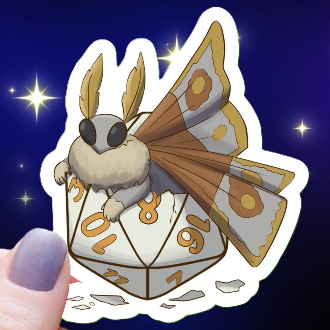 Mothman Born from D20 Dice Sticker - 3" Waterproof Vinyl Decal
