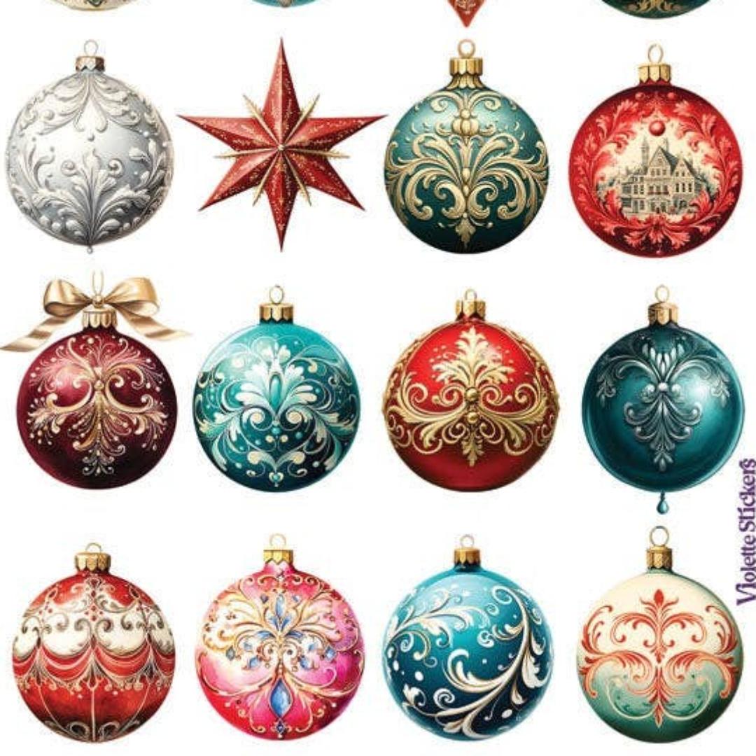 Crystal Ornament Stickers - Sparkle Christmas Sticker Sheets