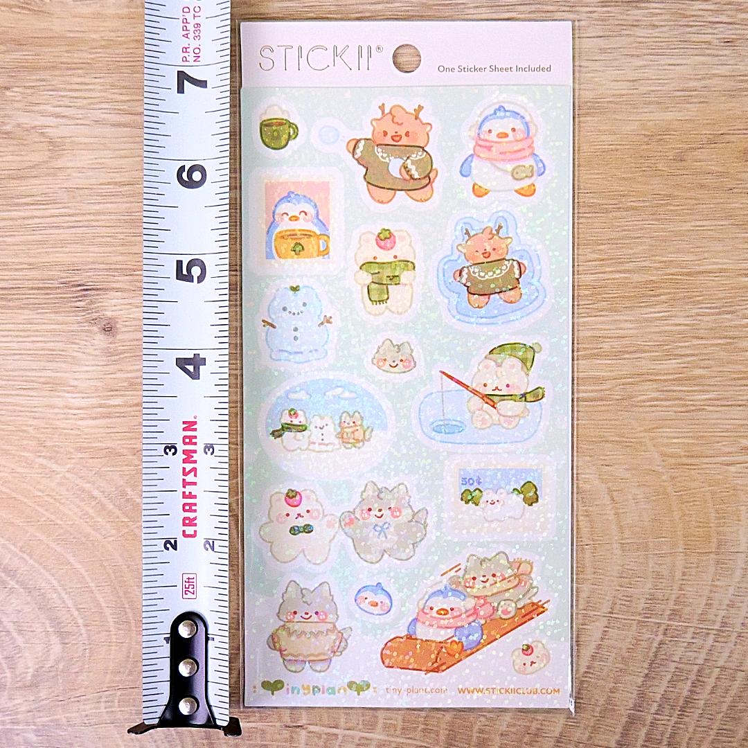 Fun Winter Stickers - Cute Animal Snowy Afternoon Sticker Sheet
