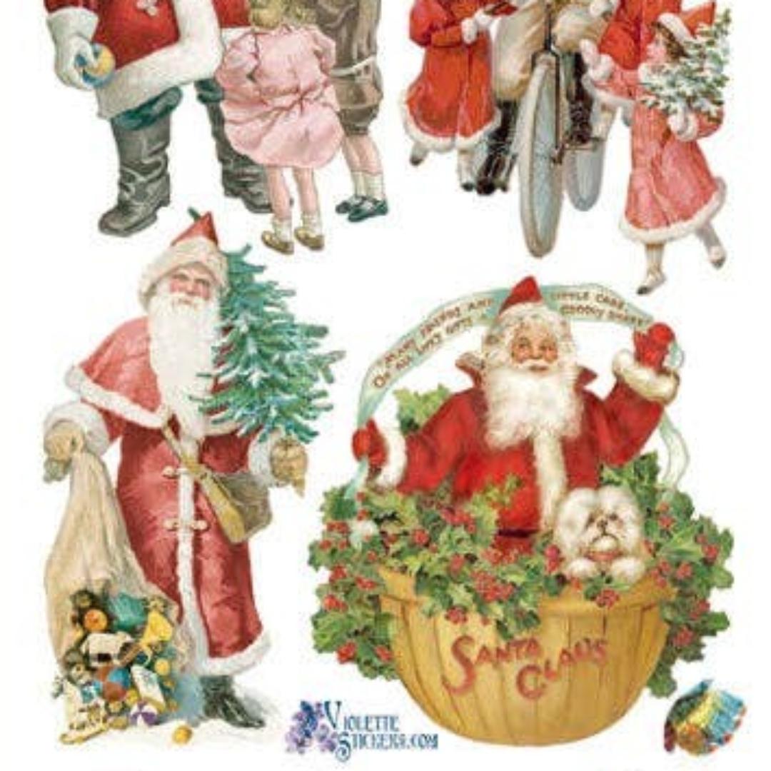 Christmas Santa Claus Stickers - Victorian Holiday Sticker Sheet