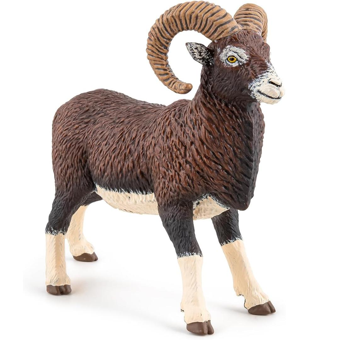 Bighorn Sheep Toy Figurine - Hand Painted Mountain Sheep Figurine - Papo 53018