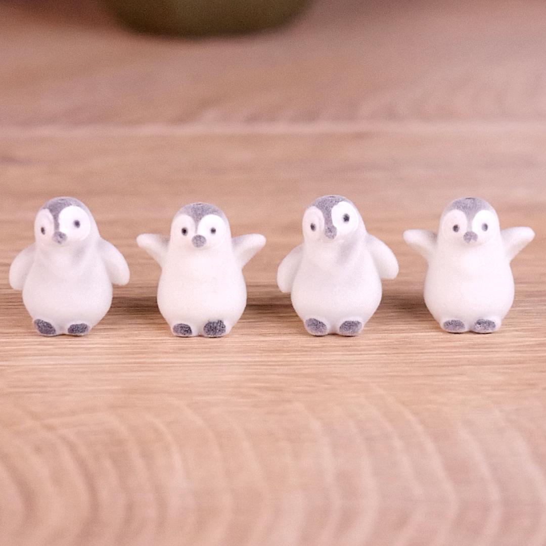 Miniature Flocked Penguin Figure - Small Winter Figurines - Christmas Crafts