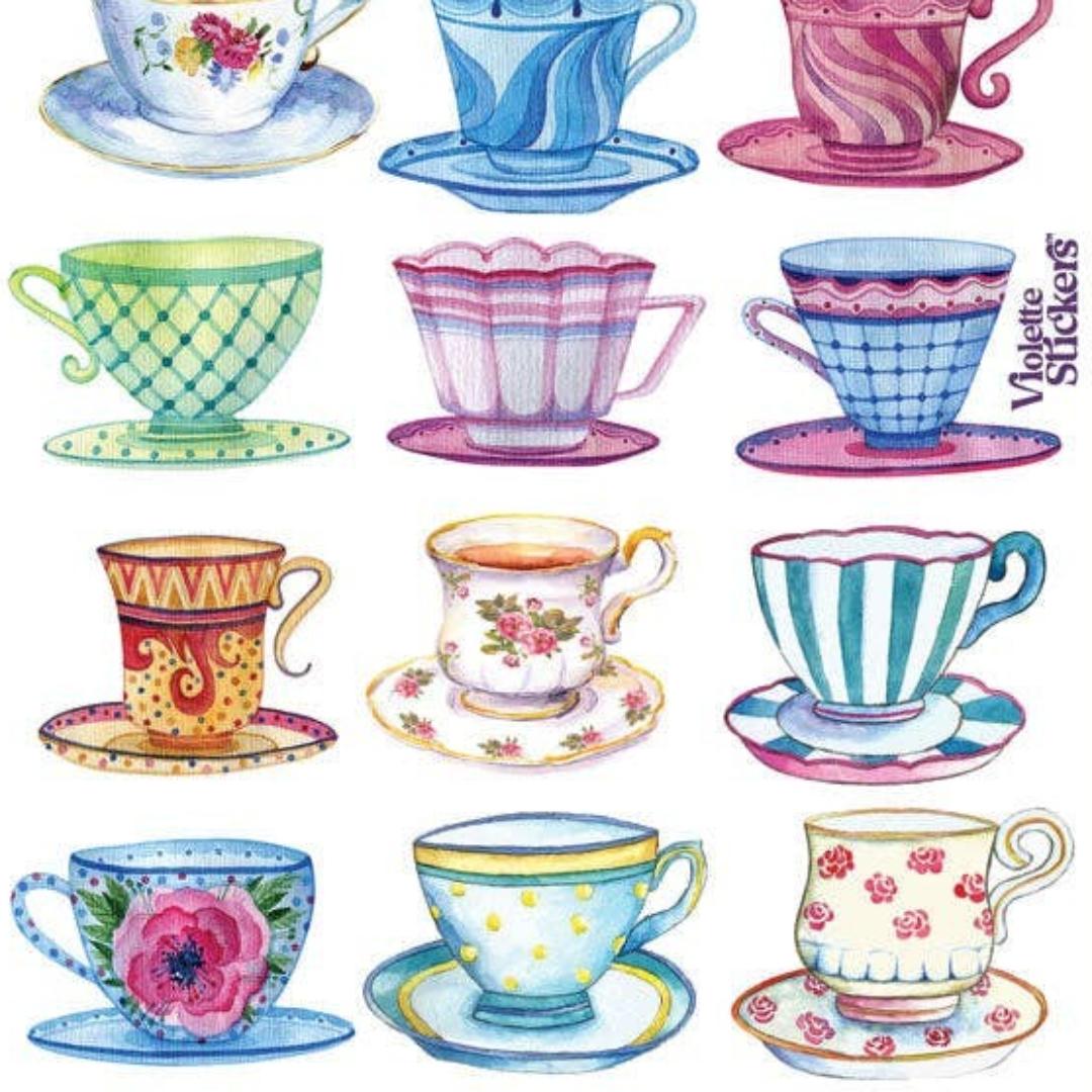 Teacup Stickers - Modern Art Sticker Sheet