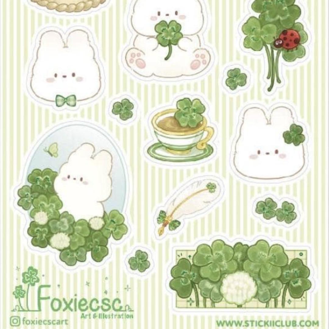 St. Patrick's Day Rabbit Stickers - Lucky Bunny Sticker Sheet