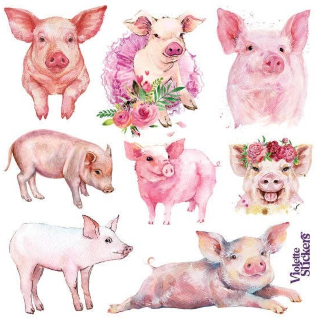 Pink Pig Stickers - Realistic Farm Animal Sticker Sheets