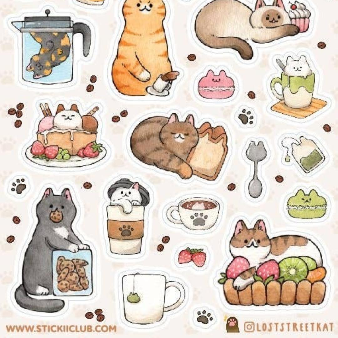 Cat Stickers - Kitten Cafe Treats Sticker Sheet
