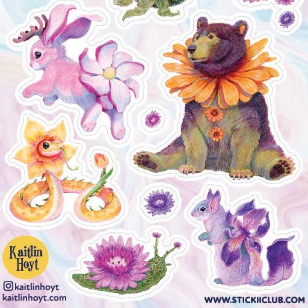 Flower Animal Stickers - Unique "Fleurlings" Sticker Sheet