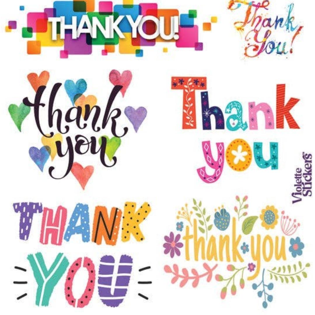 Thank You Stickers - Rainbow Colorful Sticker Sheets