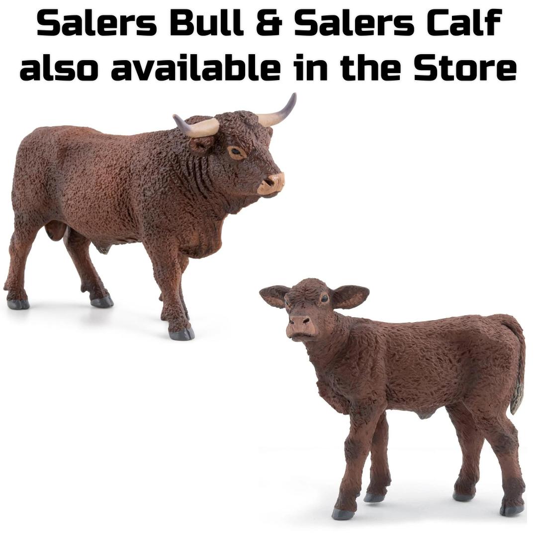 Salers Cow Figurine - Hand Painted Farm Animal Toy Figure - Papo 51042