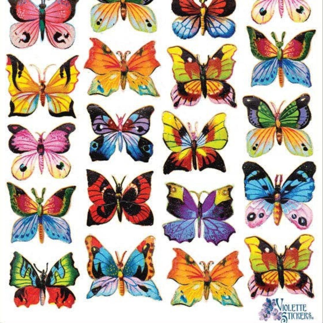 Painted Butterfly Stickers - Colorful Butterflies Sticker Sheet
