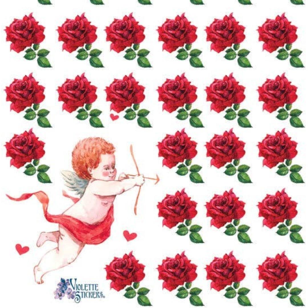 Mini Red Roses Stickers - Miniature Flower Sticker Sheet