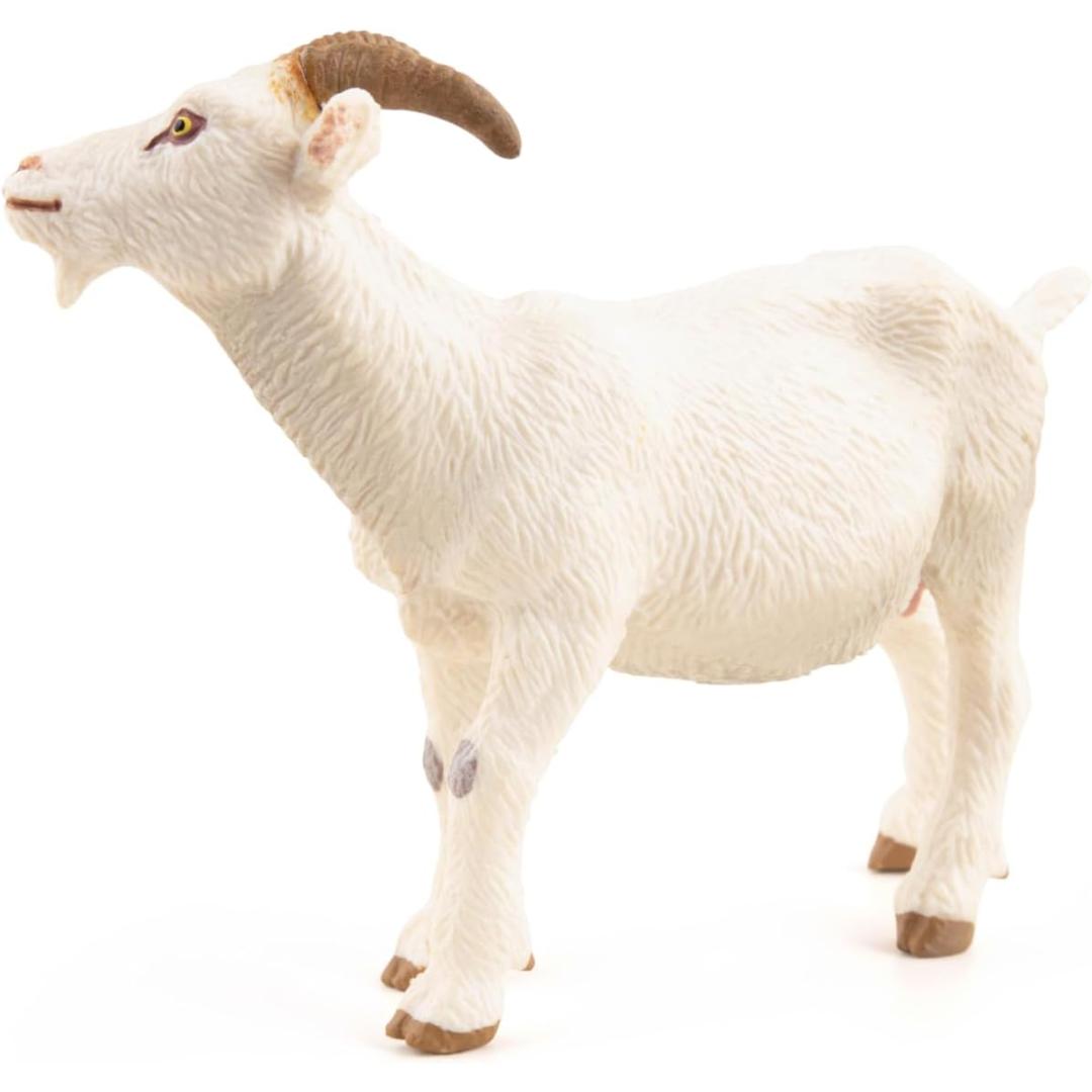 White Nanny Goat Figurine - Hand Painted Farm Animal Toy Figure - Papo 51144
