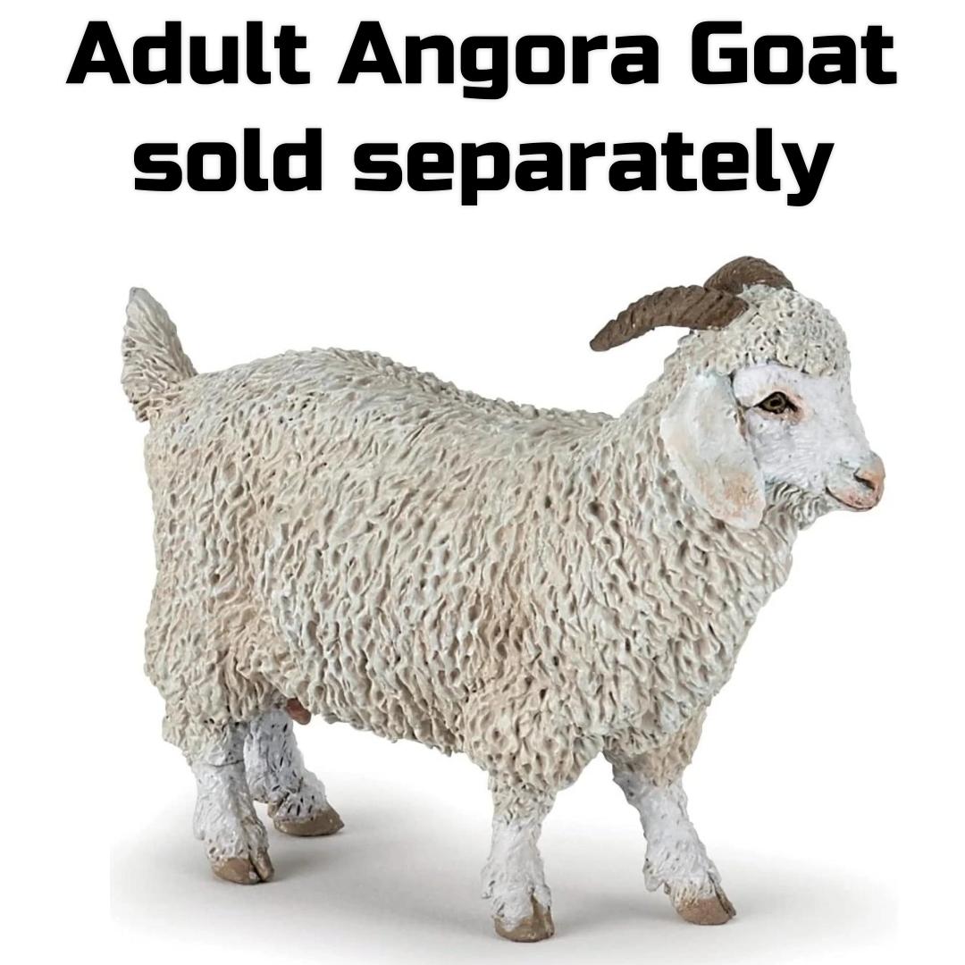 Young Angora Goat Figurine - Hand Painted Farm Animal Figure - Papo 51171