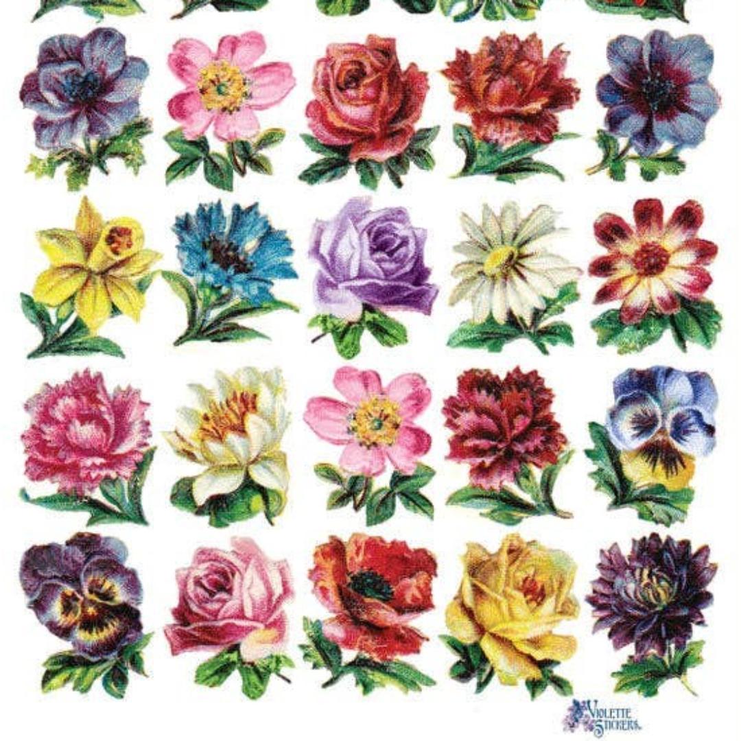 Mini Flower Stickers - Colorful Flowers Sticker Sheets