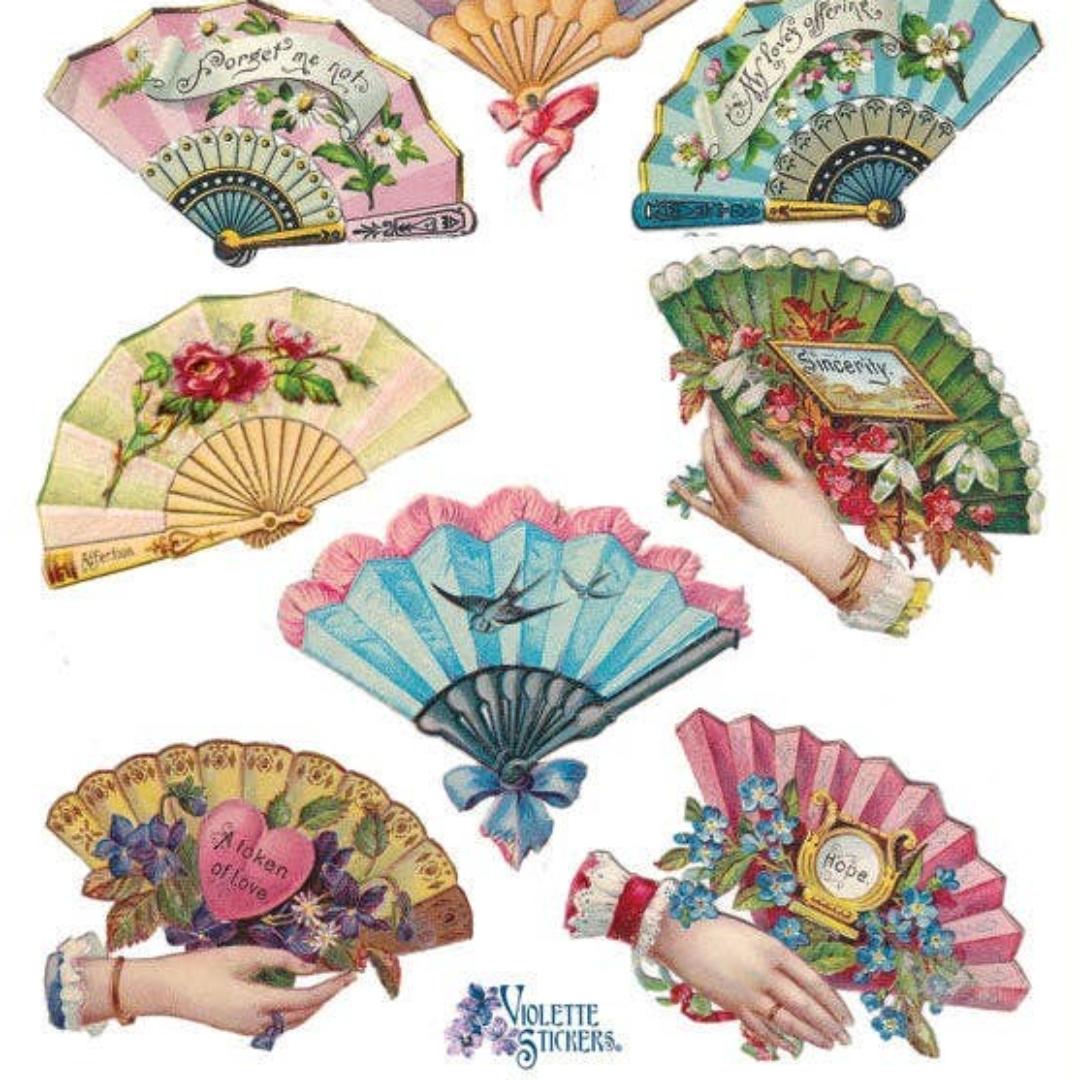 Victorian Fan Stickers - Vintage Fans Sticker Sheet