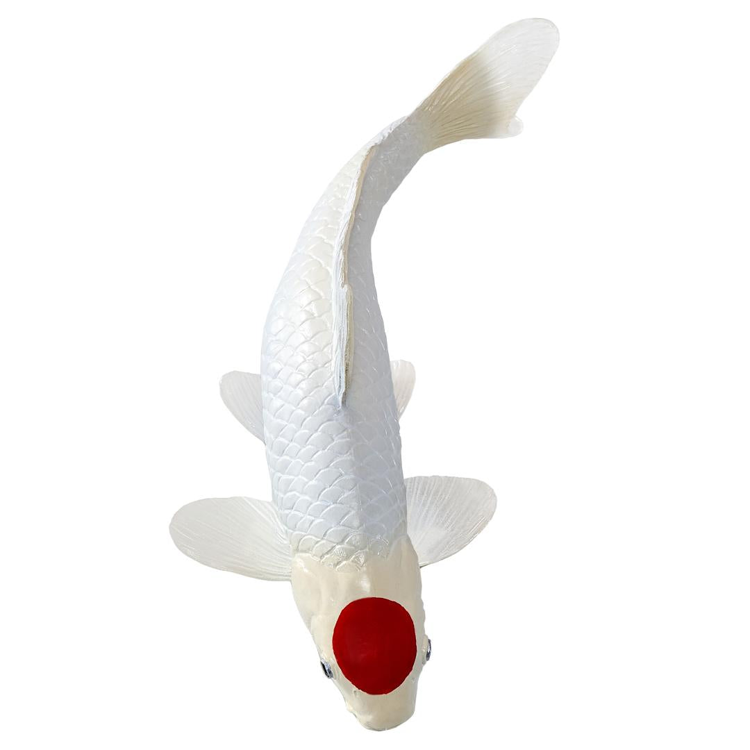 Koi Carp Fish Figurine - Tancho Koi (Red Dot) Hand Painted Toy Figure - Mojo