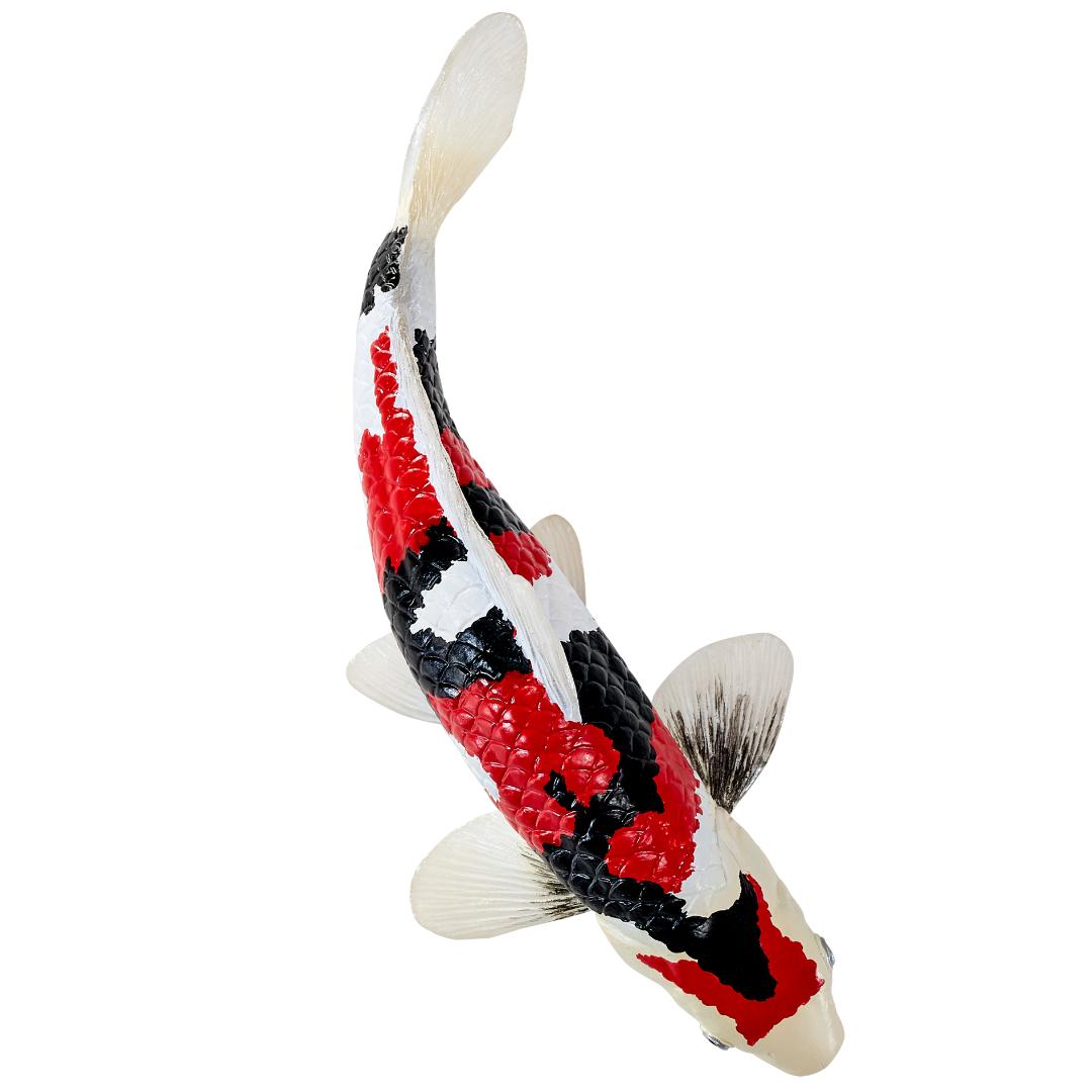 Koi Carp Fish Figurine - Showa Sanshoku Koi (Tri Colour) Hand Painted Toy Figure - Mojo
