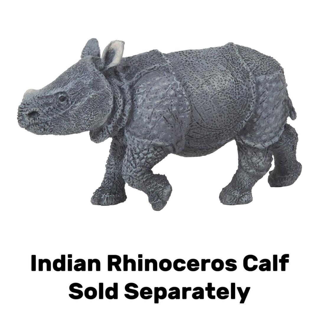 Indian Rhinoceros Figurine - Hand Painted Wild Animal Toy Figurine - Papo
