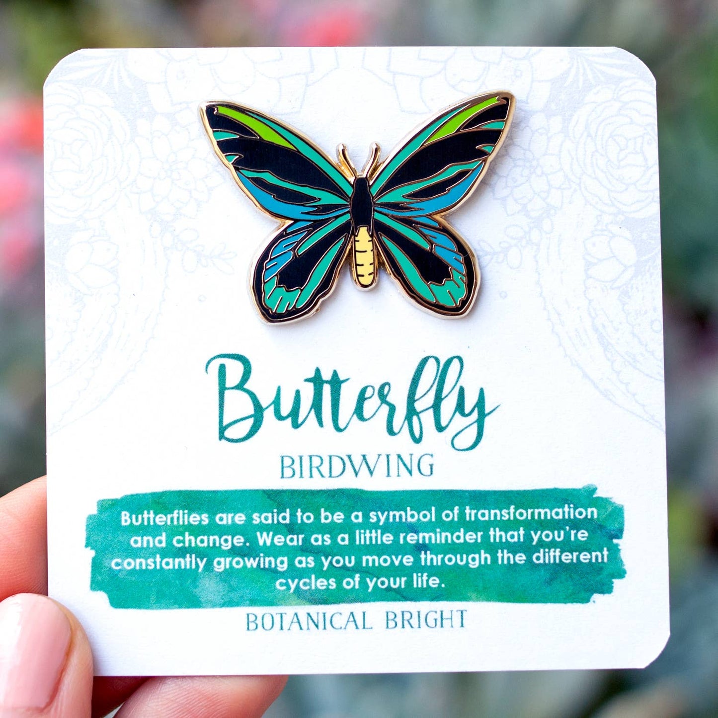 Birdwing Butterfly Enamel Pin - Gold Plated Nature Jewelry - Garden Insect Brooch