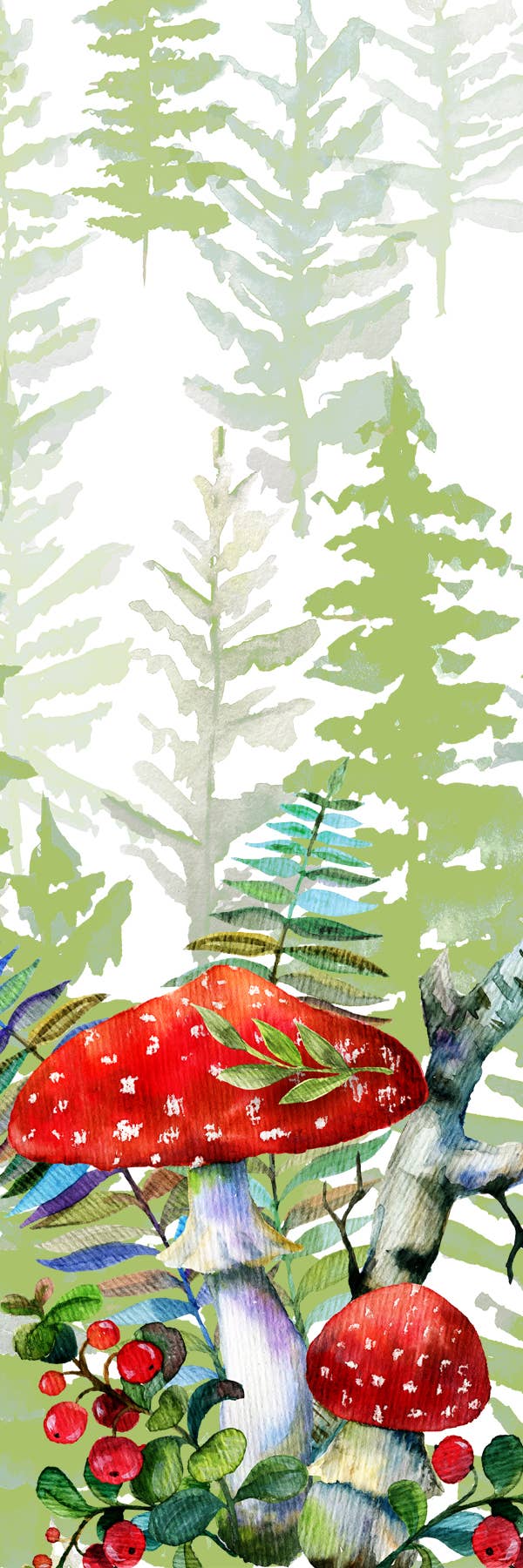 Mushroom Watercolor Bookmark - Nature - Cardstock