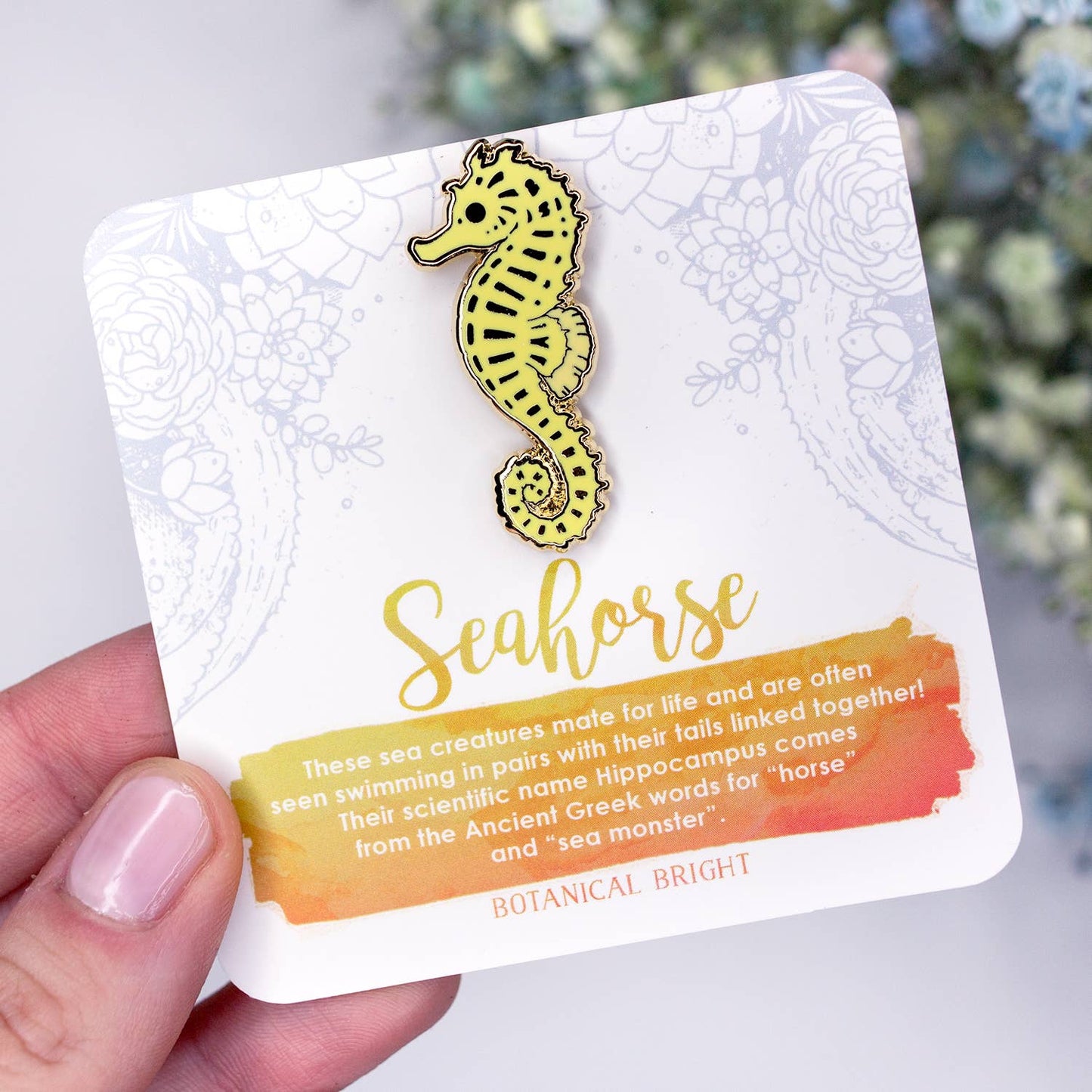 Seahorse Enamel Pin - Gold Plated Sea Life & Coastal Jewelry