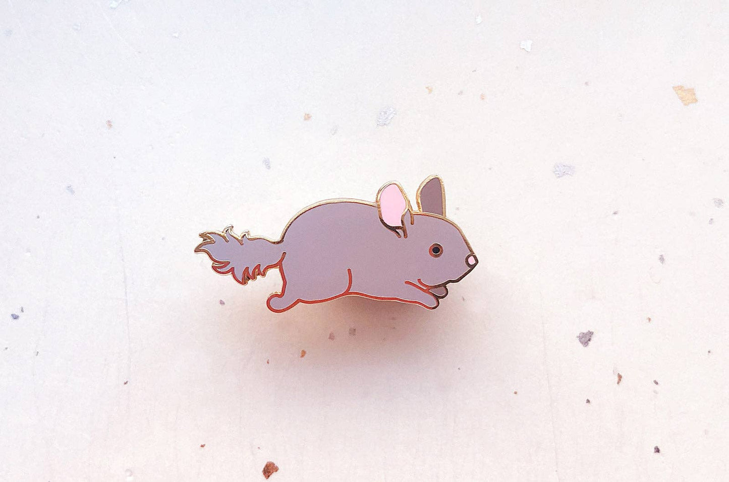 Chibi Chinchilla Enamel Pin - Gold Plated Base