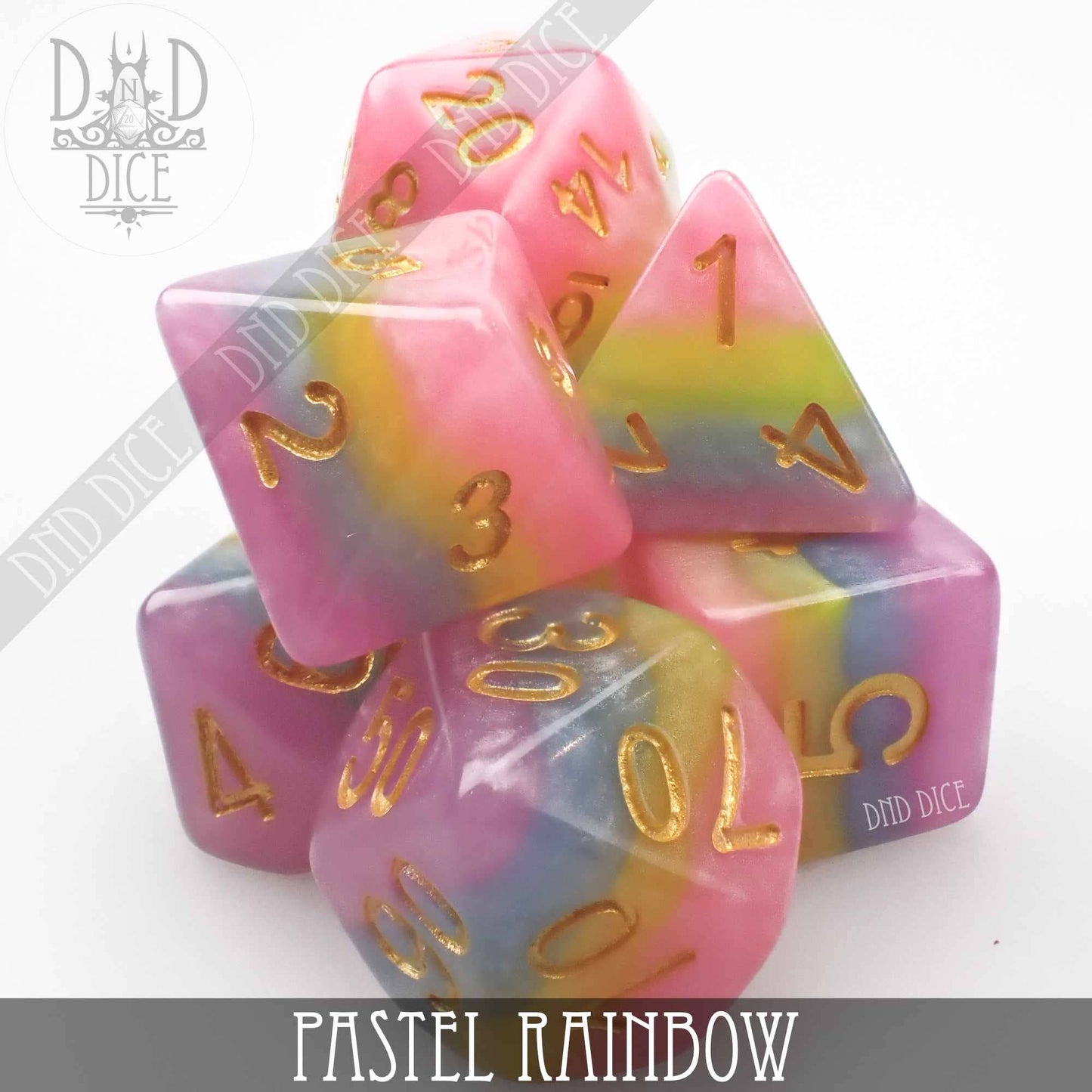 Dice Set - Pastel Rainbow - 7 Resin Dice