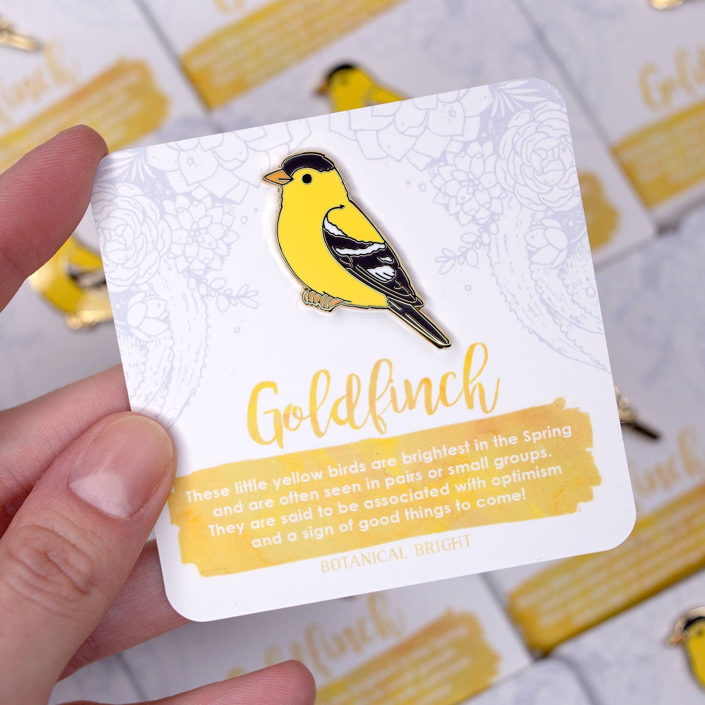 Goldfinch Bird Enamel Pin - Gold Plated Nature Jewelry - Wildlife Brooch
