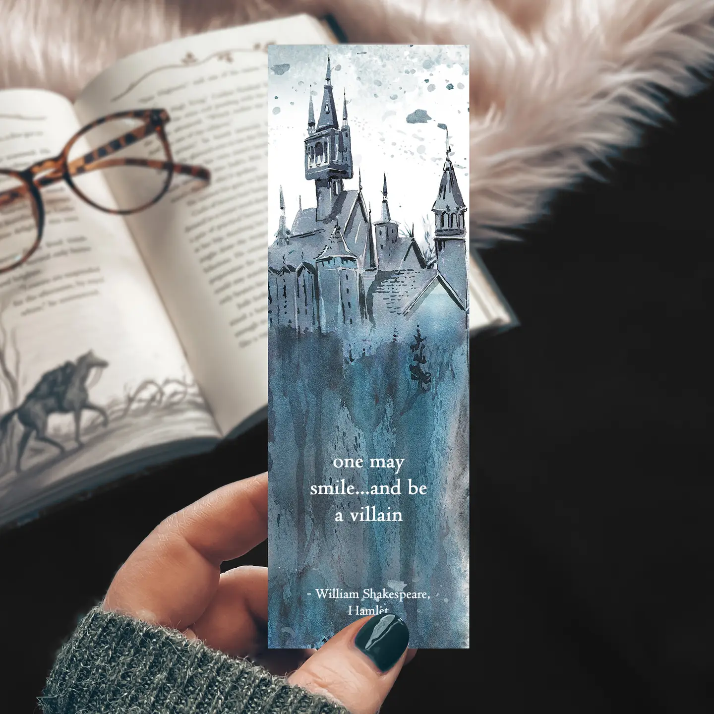 Shakespeare Villian Quote Bookmark from Hamlet - Castle - Cardstock