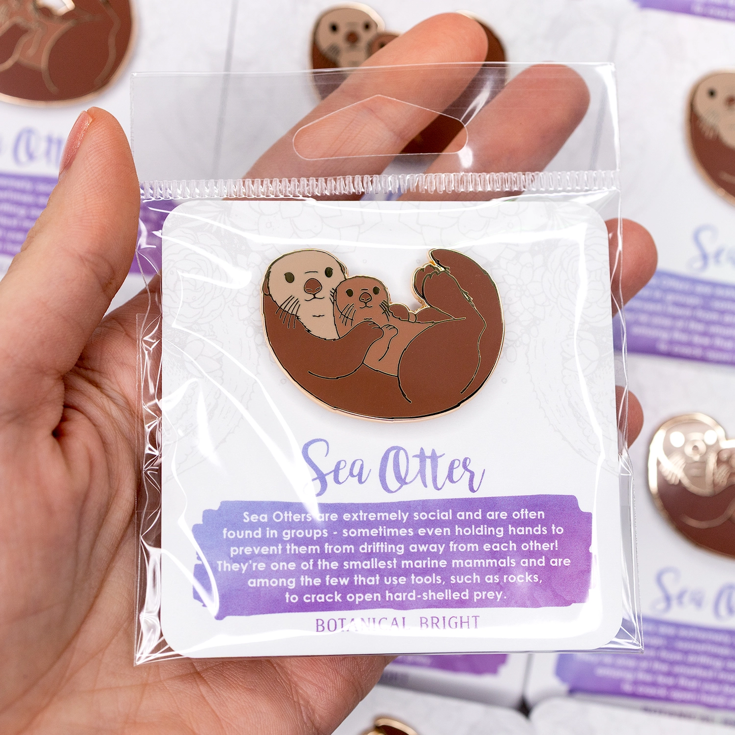 Sea Otter Enamel Pin - Gold Plated Wildlife Jewelry - Sea Life Brooch