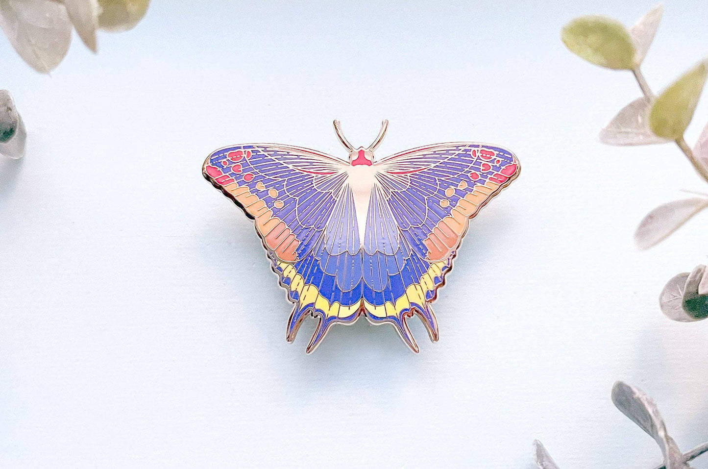 Two-Tailed Pasha Butterfly Enamel Pin - Gold Plated Base