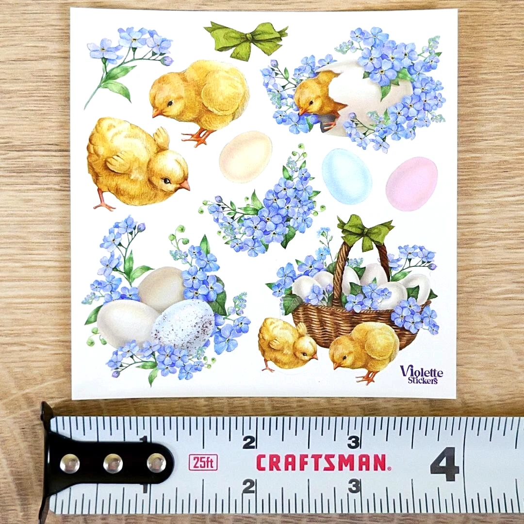 Lilac Chicks & Eggs Stickers - Spring & Easter Sticker Sheets