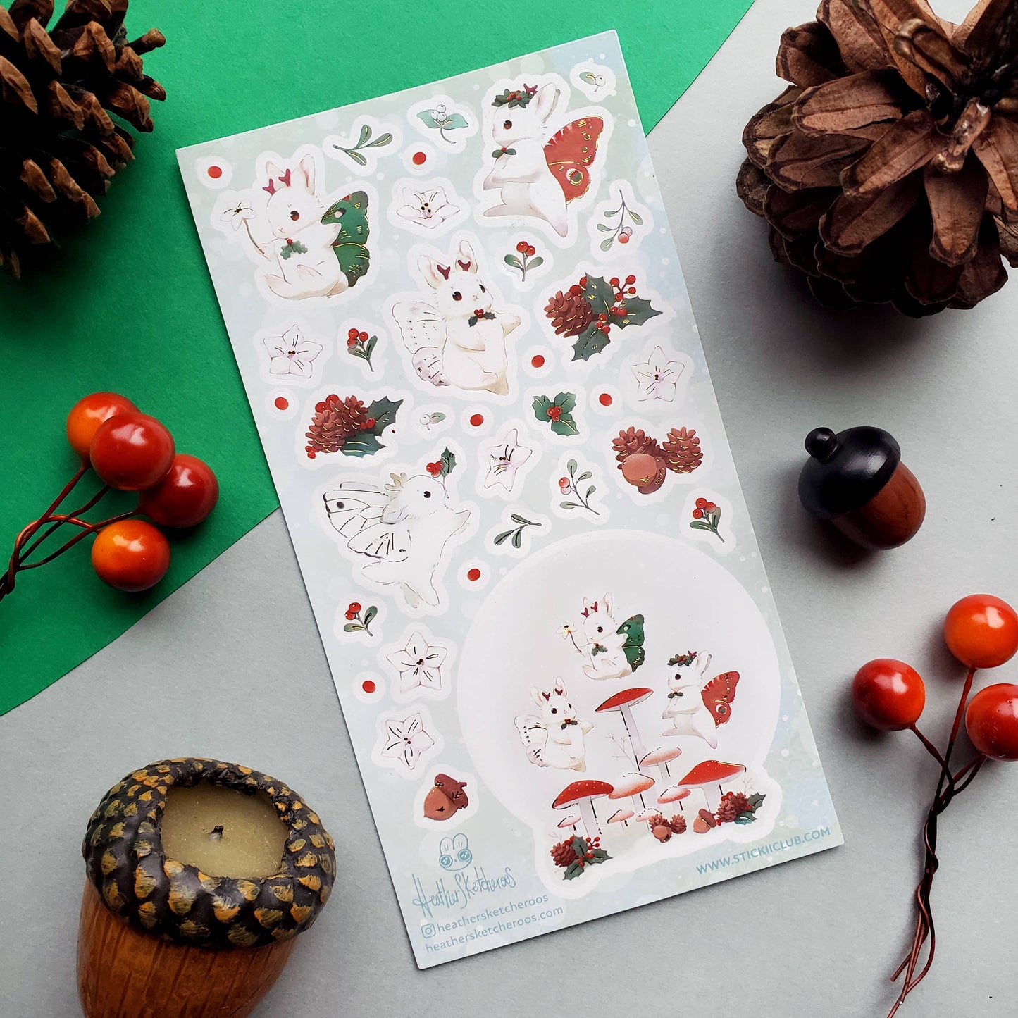 Winter Bunnerflies Sticker Sheet - Fairies - Bunnies