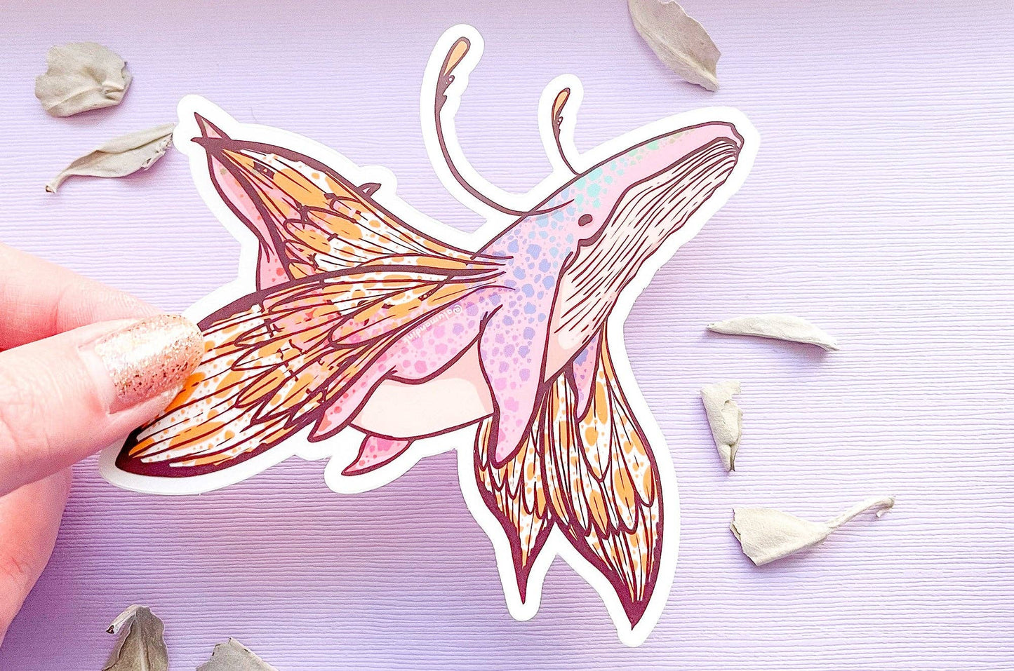 Butterfly Whale Sticker - Clear Vinyl