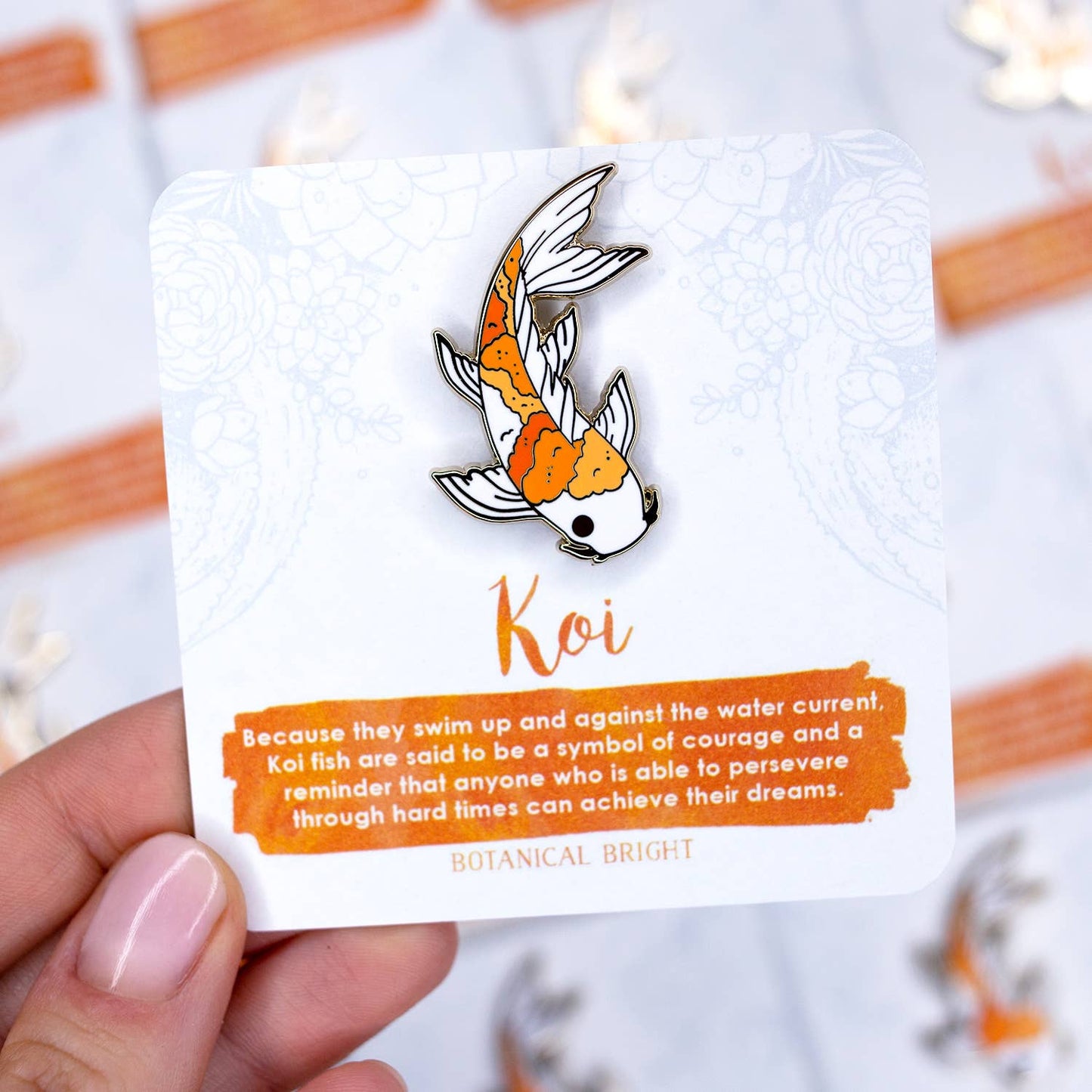 Koi Fish Enamel Pin - Gold Plated Base