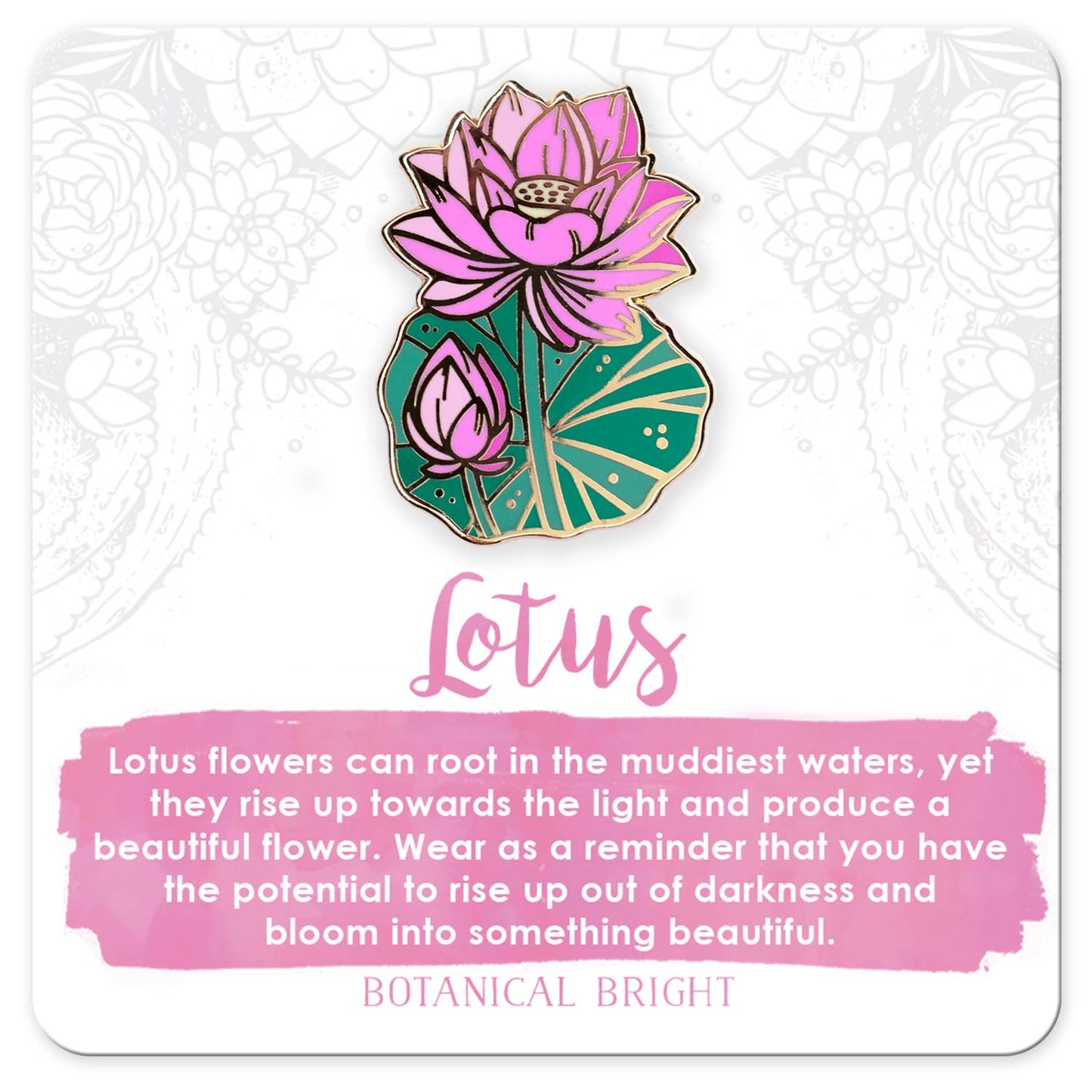 Lotus Flower Enamel Pin - Gold Plated Base