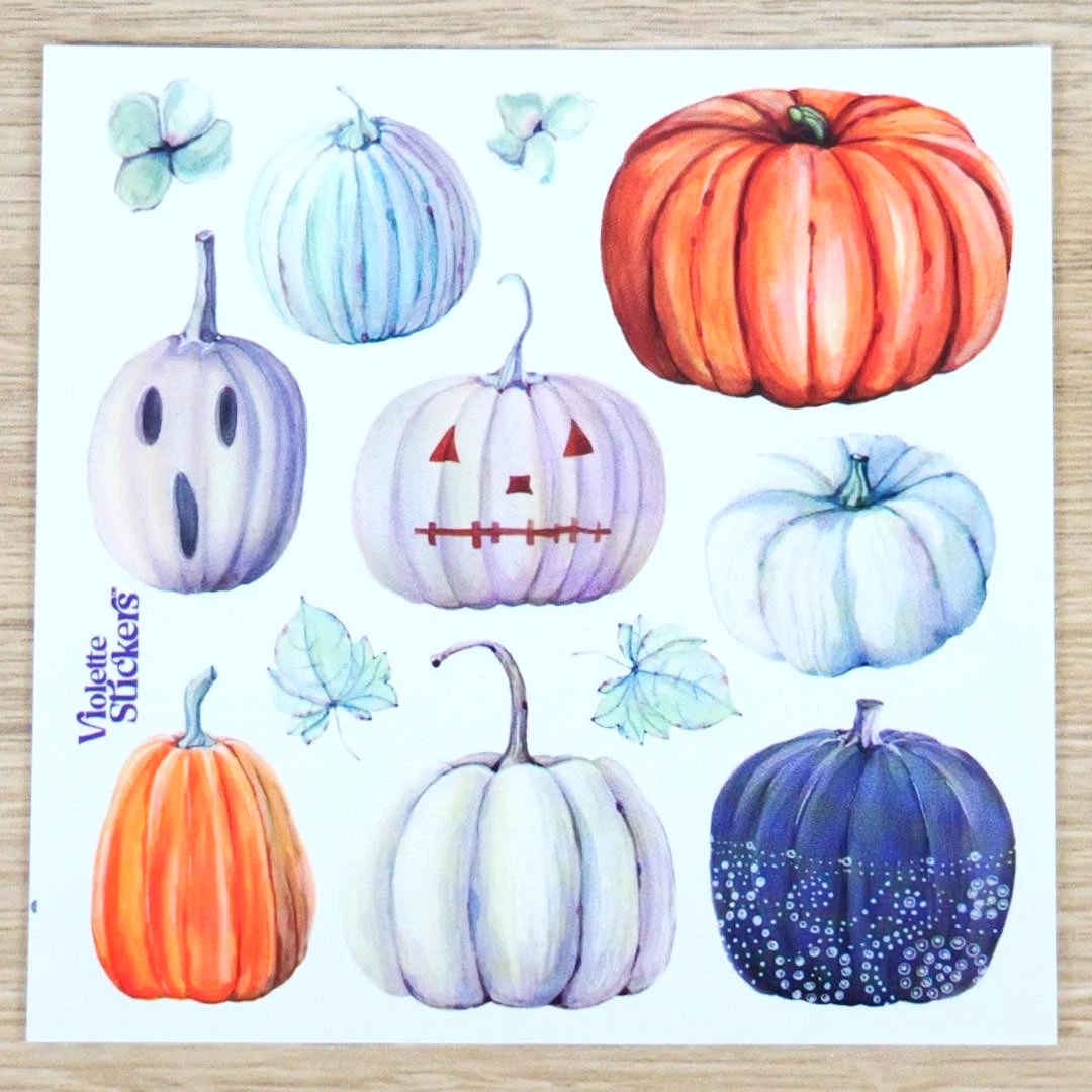 Ghost Pumpkin Stickers - 2 Sticker Sheets for Stationary, Scrapbooking, & More