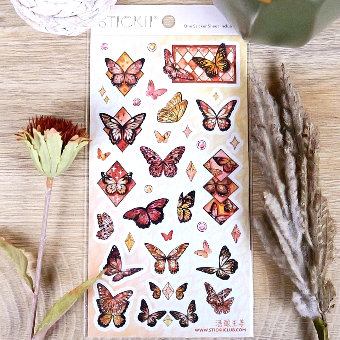 Butterfly Beauties Stickers - 1 Sticker Sheet for Scrapbooks, Diaries, & Crafts