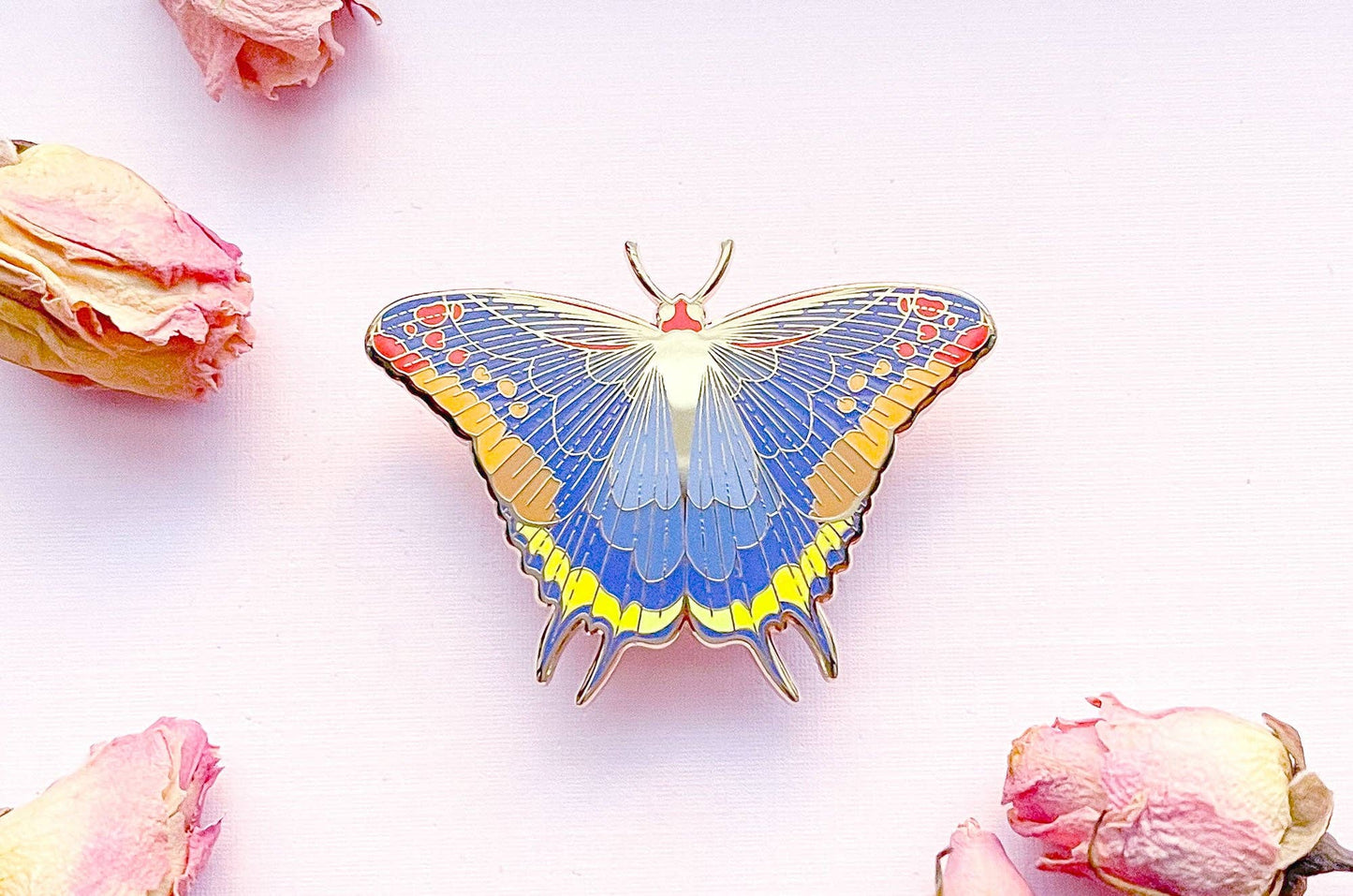 Two-Tailed Pasha Butterfly Enamel Pin - Gold Plated Base
